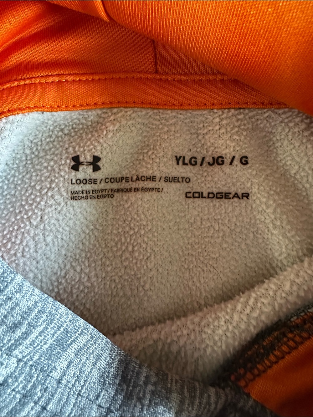 Under Armour Gray Fleece-Lined Hoodie with Orange Trim - Picture 2 of 2